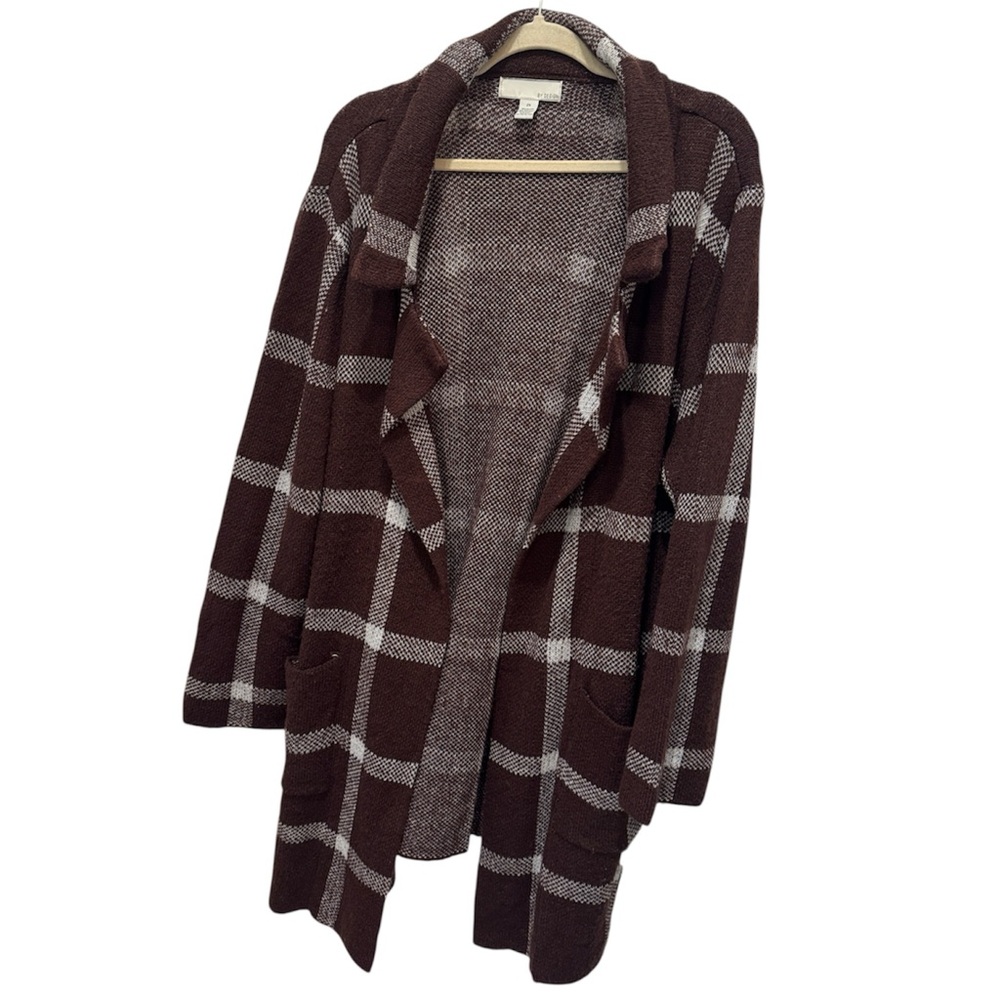 By Design Cozy Plaid Open Front Cardigan Size 2X